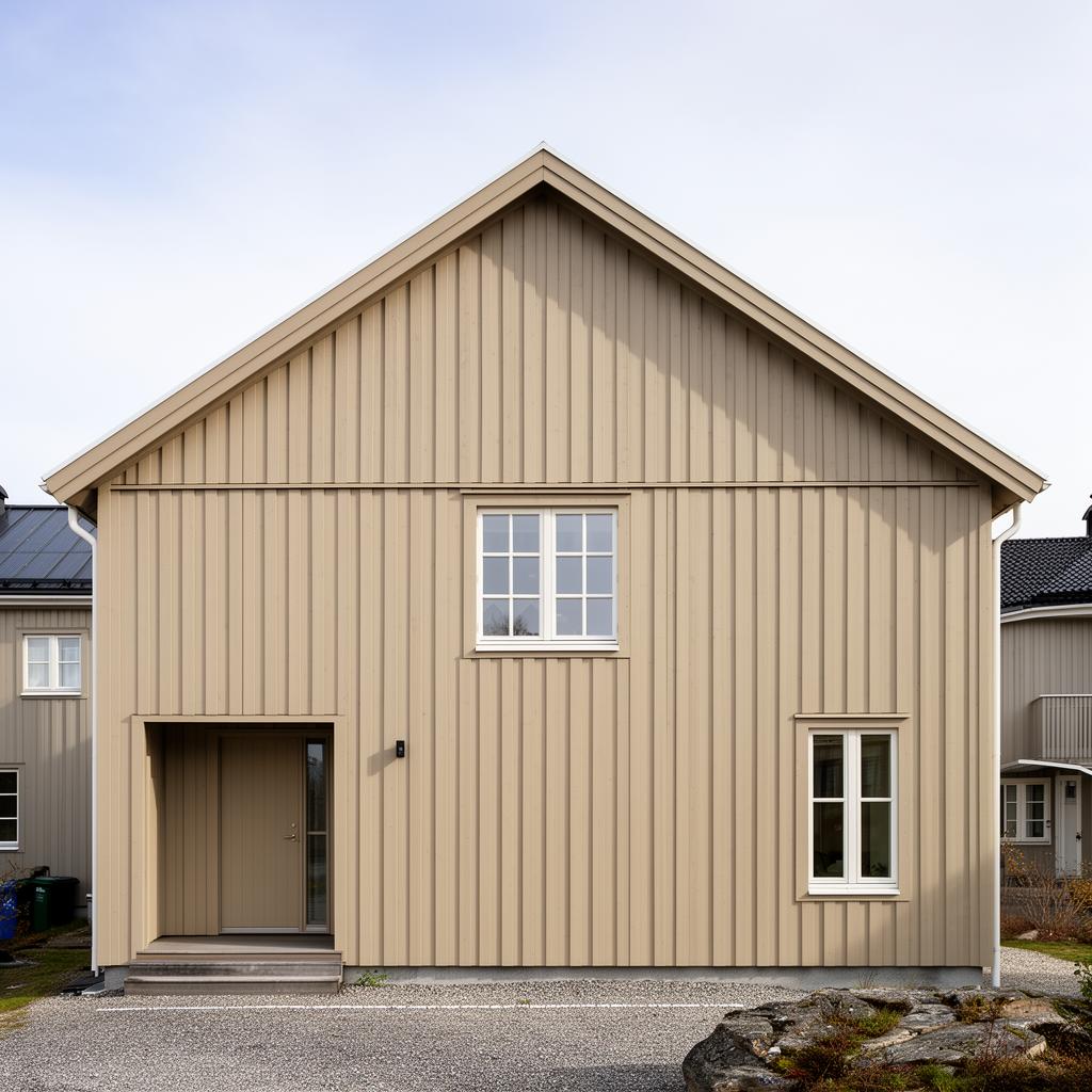 Nymalt fasade på norsk trehus